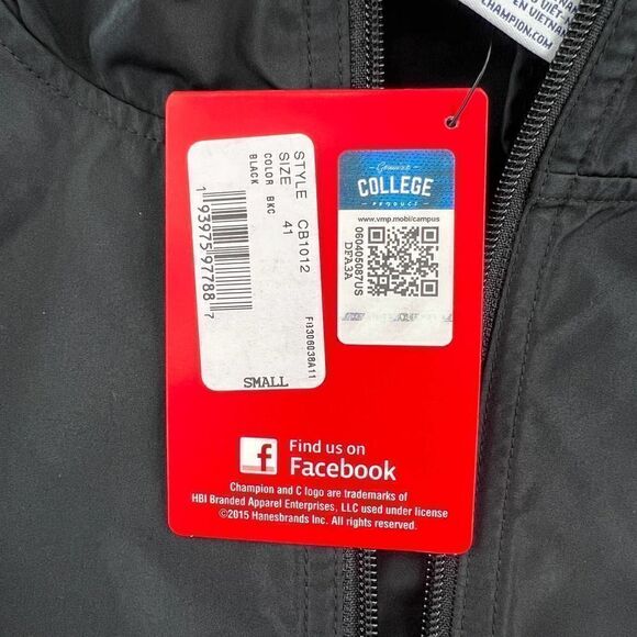 New Champion Men US S Black Hoody Anorak Sport Windbreaker Casual Pullover  - Picture 9 of 11